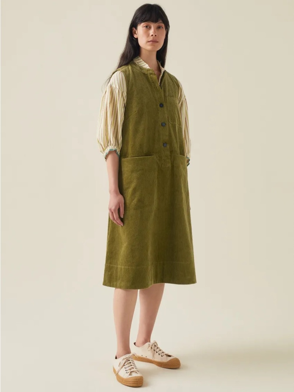 TOAST Organic Cord Sleeveless Tunic Dress in Woodland Green - XS